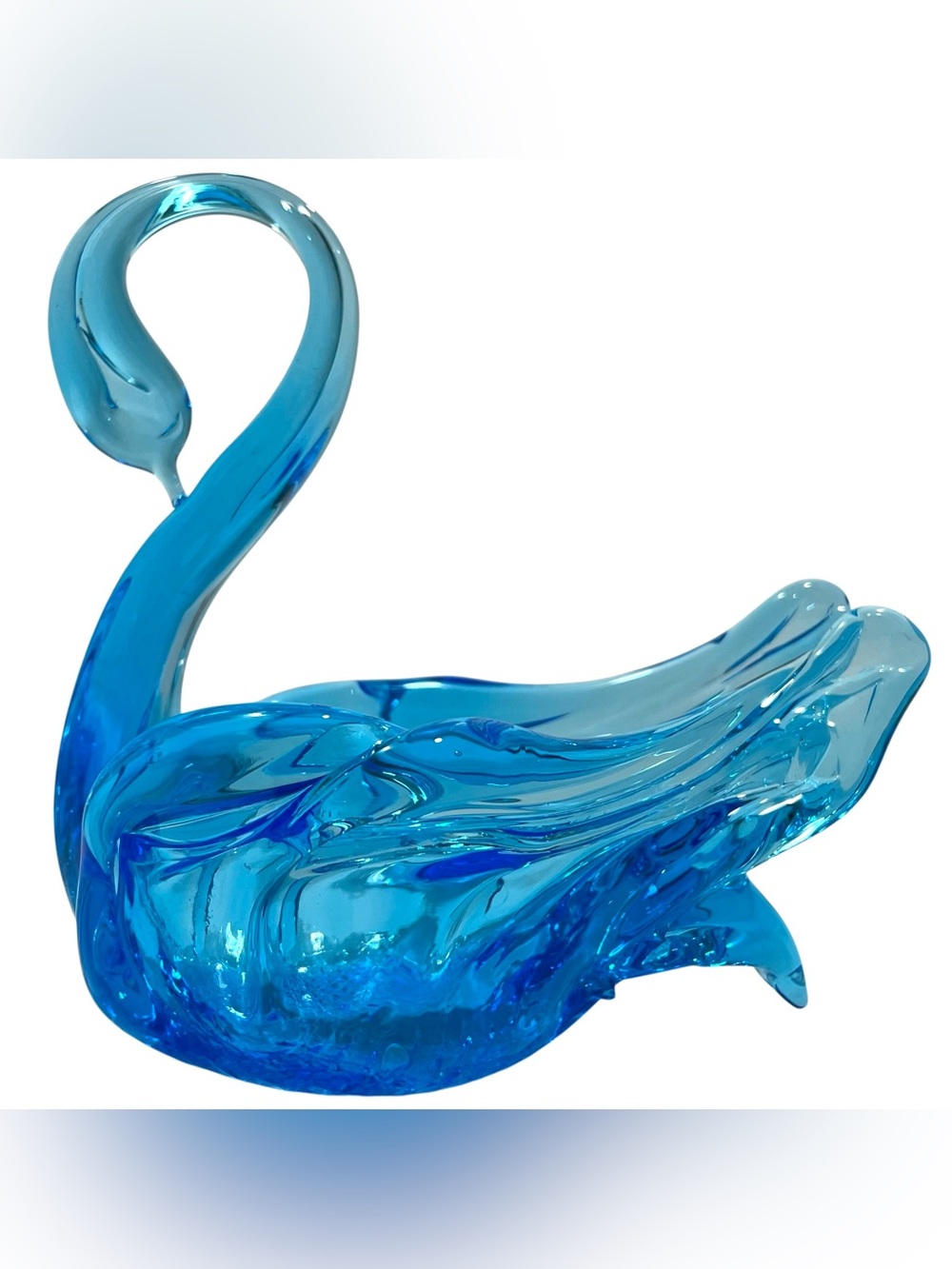Vintage 1960s Chalet Blue Swan Art Glass Vase - Unique Canadian Collectible